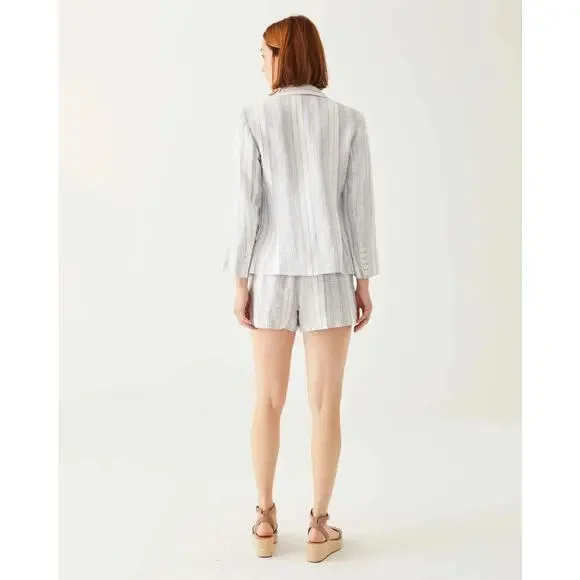 VOYAGEUR By MERSEA Como Shorts Multi Striped Linen Belted Paperbag NWT